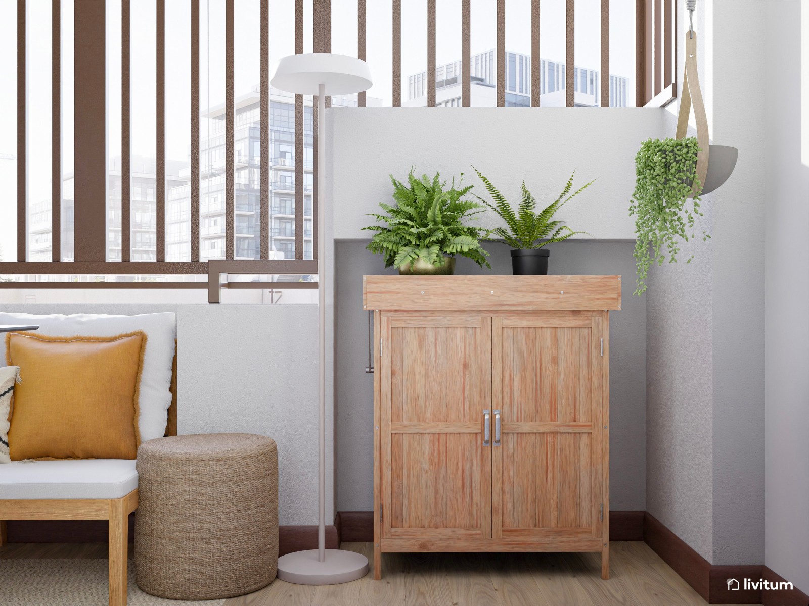 Terraza pequeña de 4 m² con zona de salón y pequeño comedor