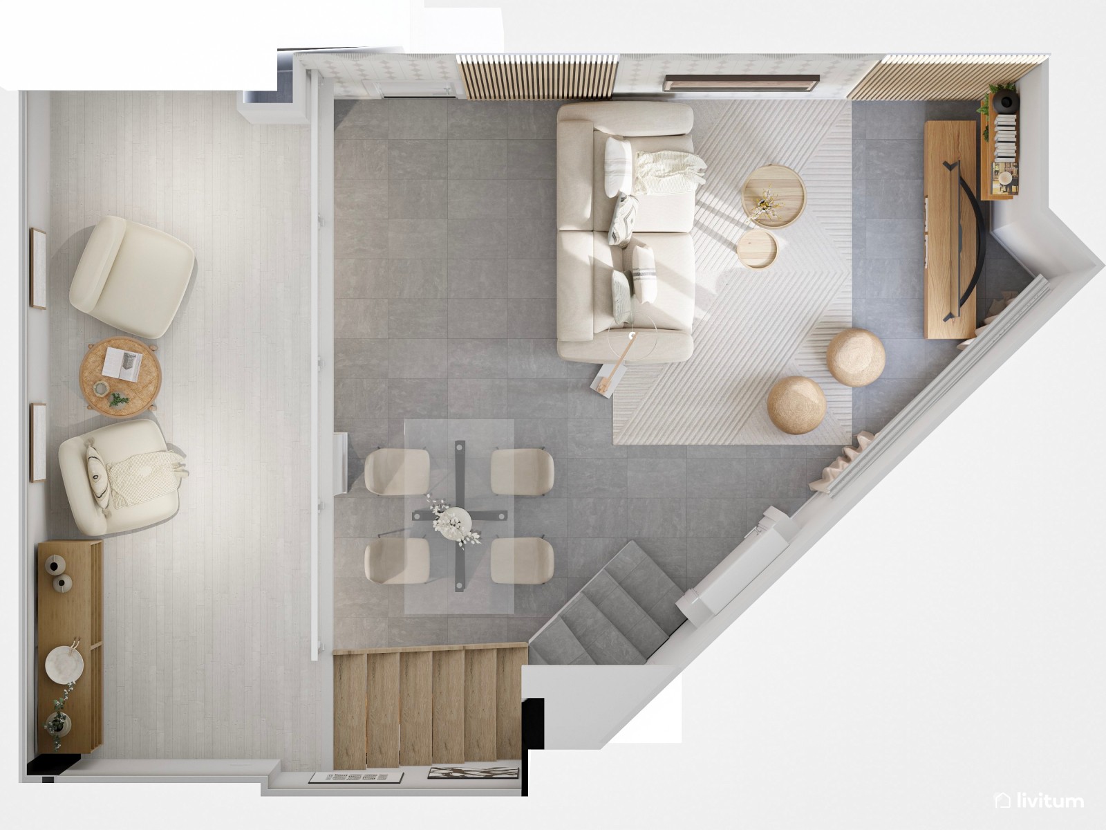 Todo en uno: salón comedor con cocina abierta y dormitorio integrado