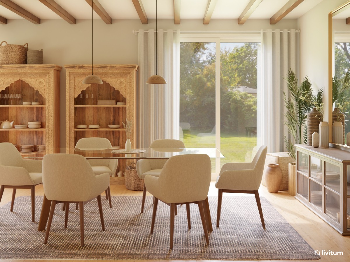 Un comedor exótico y rústico de madera - Livitum.com