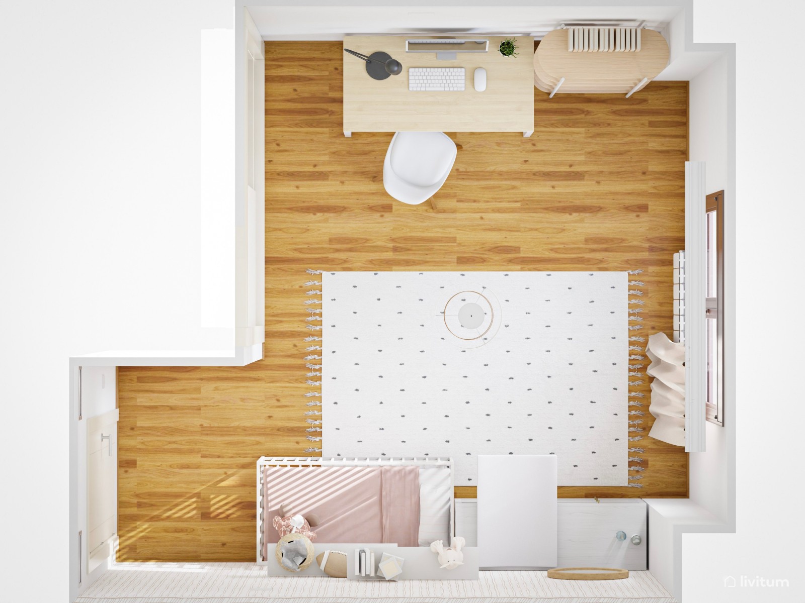 Un espacio multifuncional: habitación de bebé con escritorio