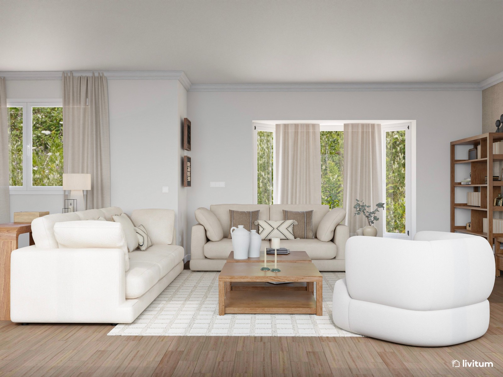 Un salón diseñado para la convivencia: amplio, luminoso y muy elegante