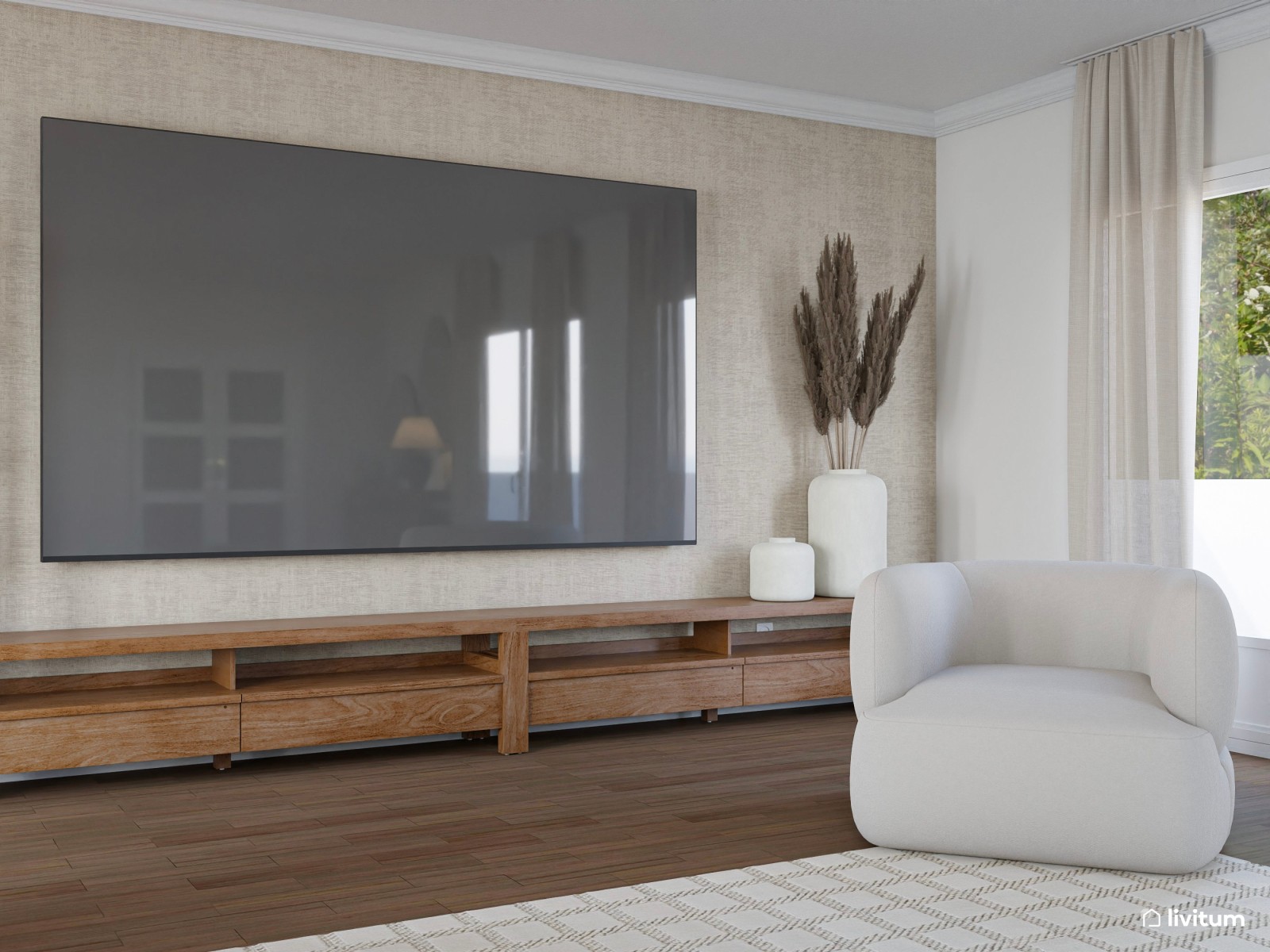 Un salón diseñado para la convivencia: amplio, luminoso y muy elegante