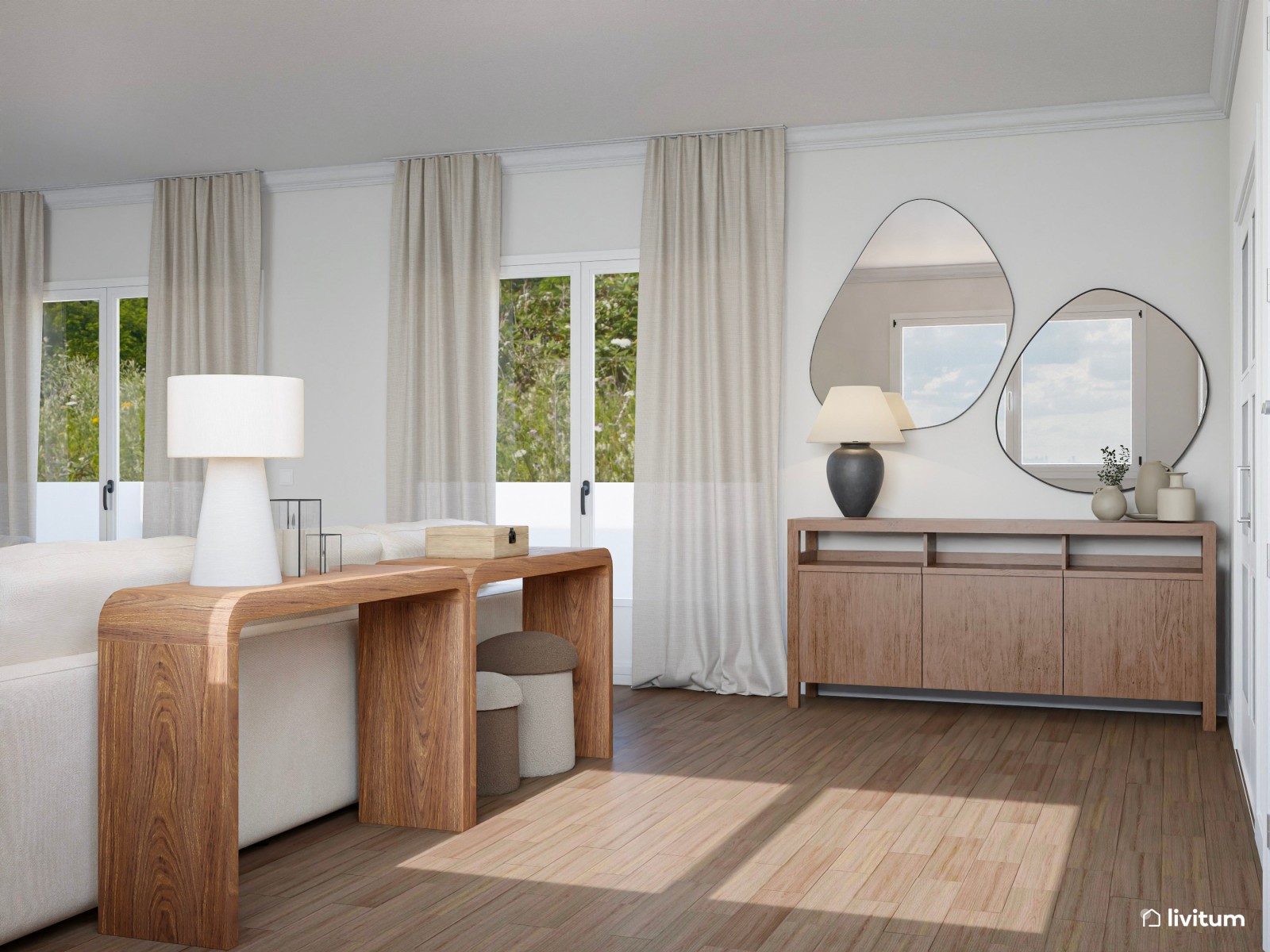 Un salón diseñado para la convivencia: amplio, luminoso y muy elegante