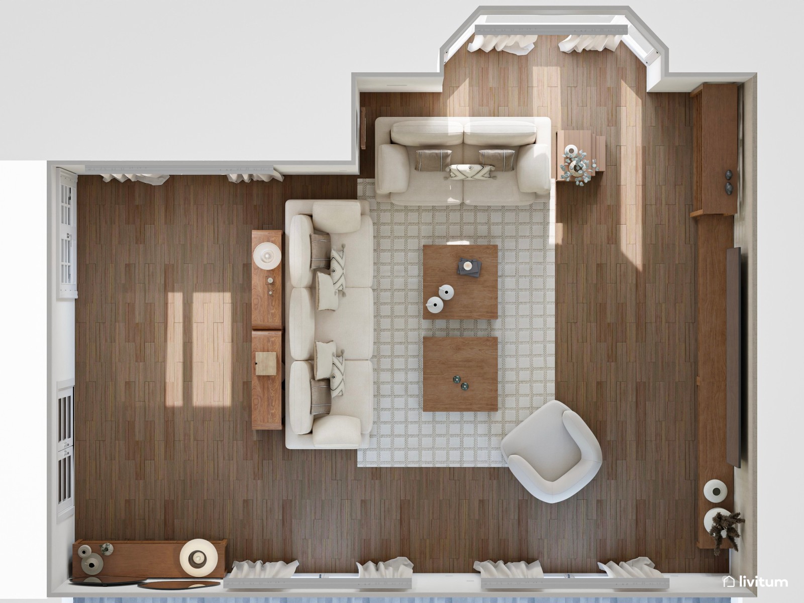 Un salón diseñado para la convivencia: amplio, luminoso y muy elegante