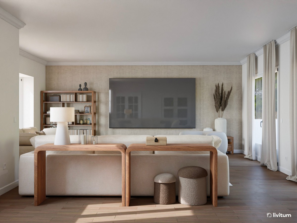 Un salón diseñado para la convivencia: amplio, luminoso y muy elegante