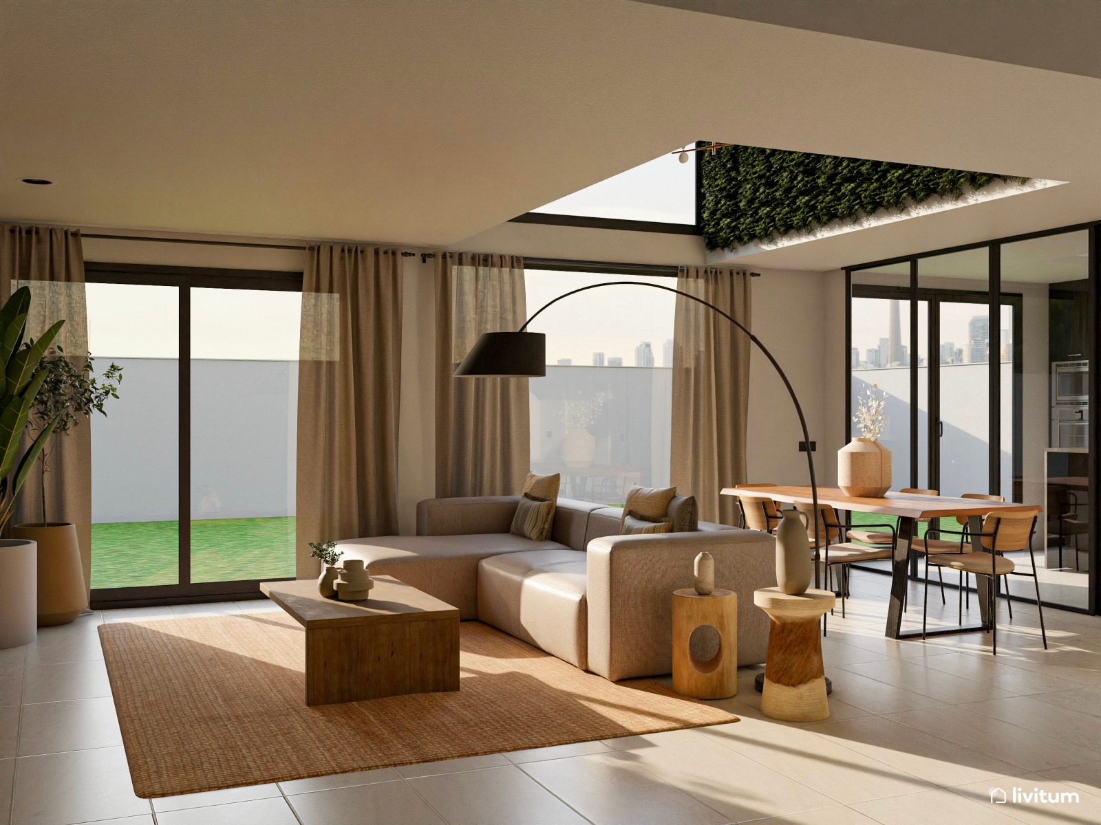 Un salón donde la naturaleza reina en su versión más elegante y moderna