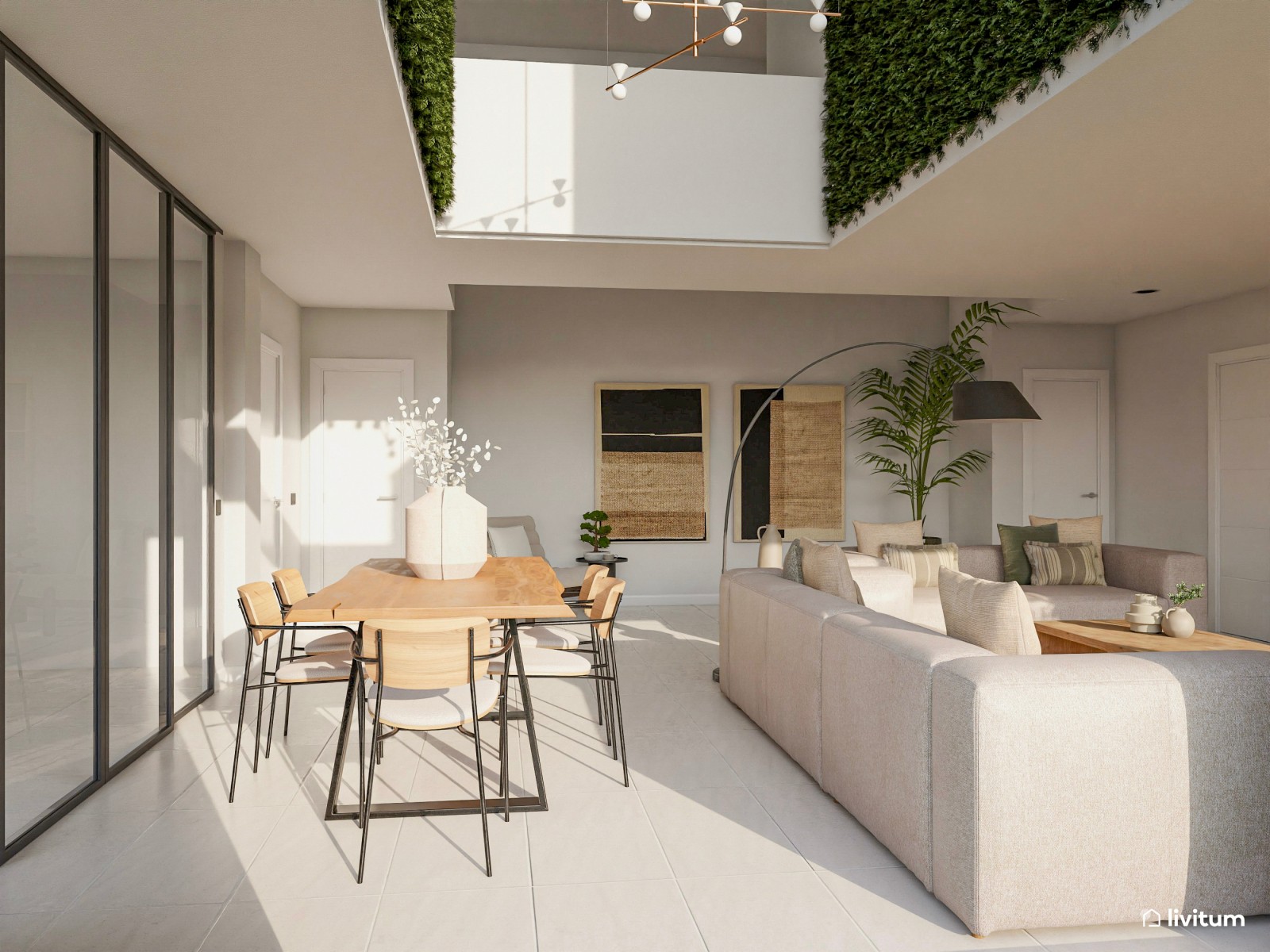 Un salón donde la naturaleza reina en su versión más elegante y moderna