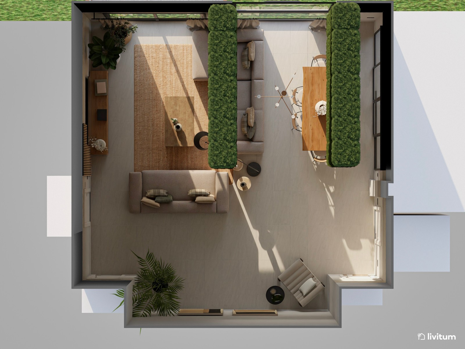 Un salón donde la naturaleza reina en su versión más elegante y moderna