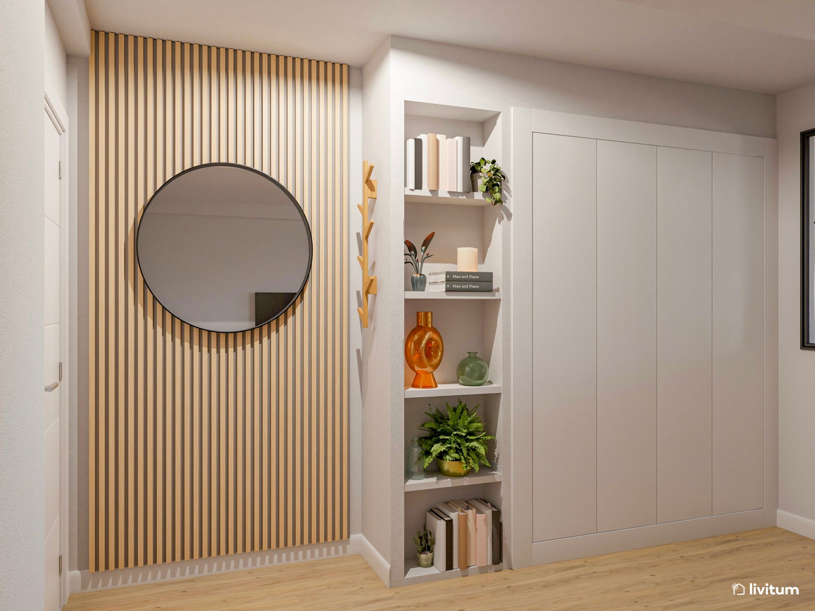 Un salón elegante y nórdico con espacio para ejercitarse 