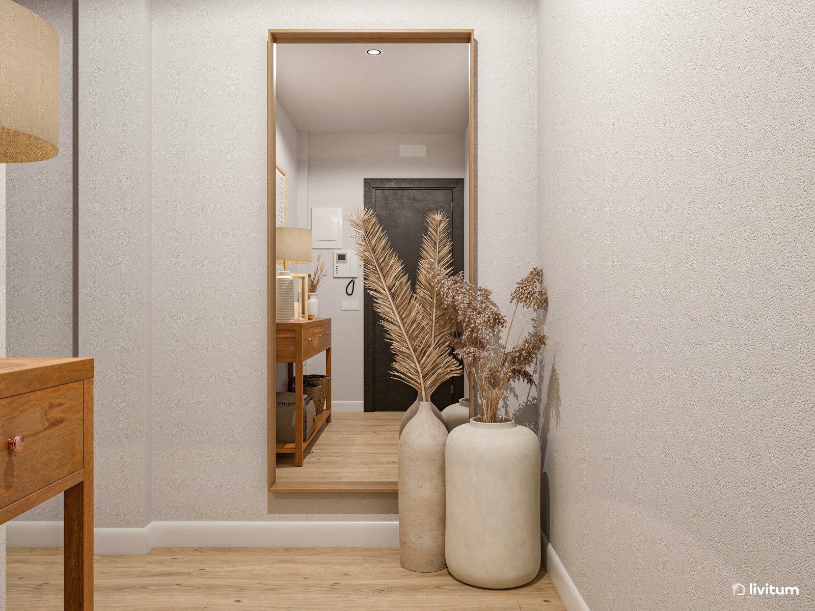 Una cálida bienvenida con un recibidor decorado en madera
