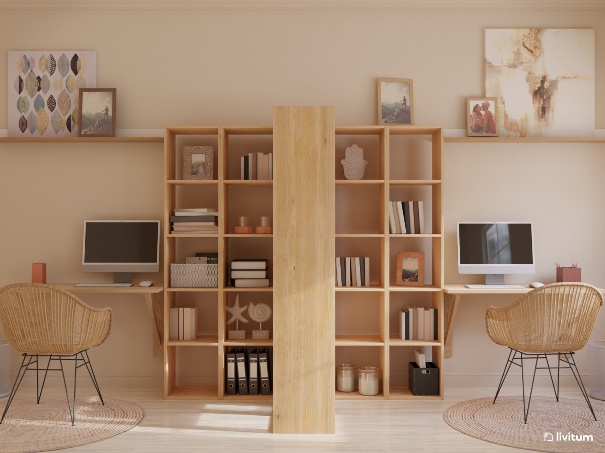 Versión rústica y con madera para oficina modular