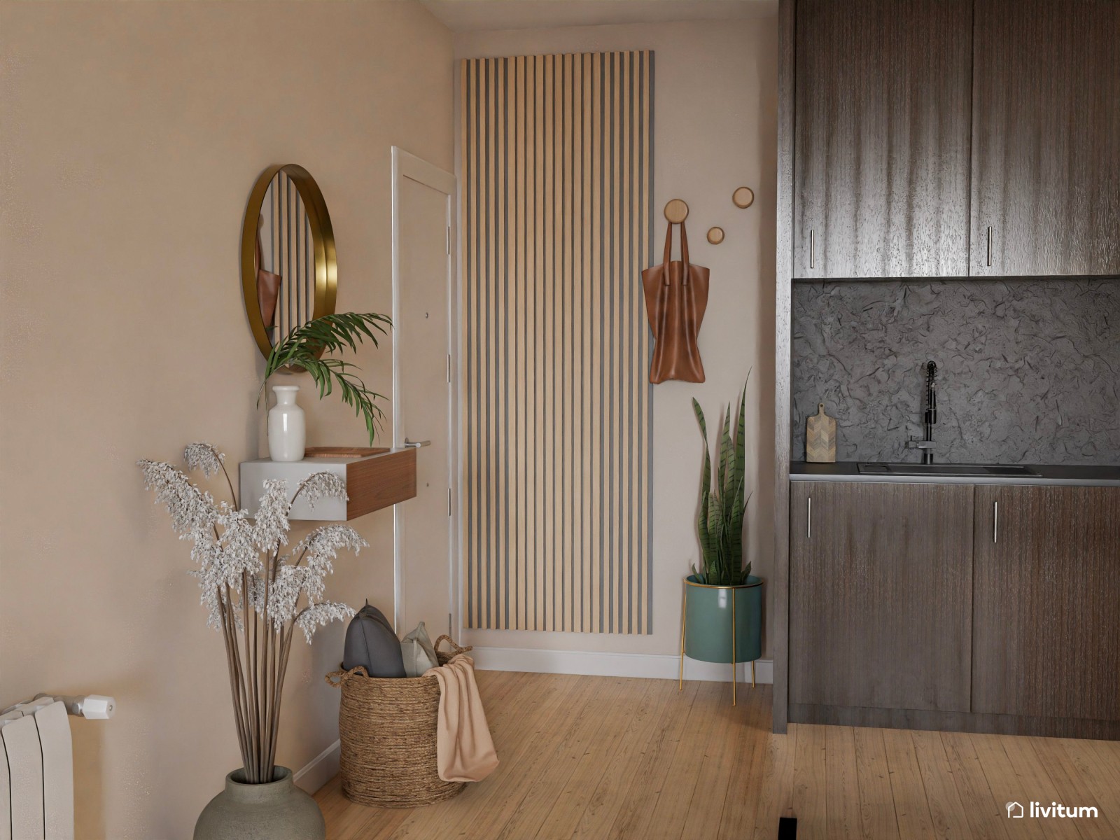 Vivienda completa: un piso moderno y elegante con cocina abierta 