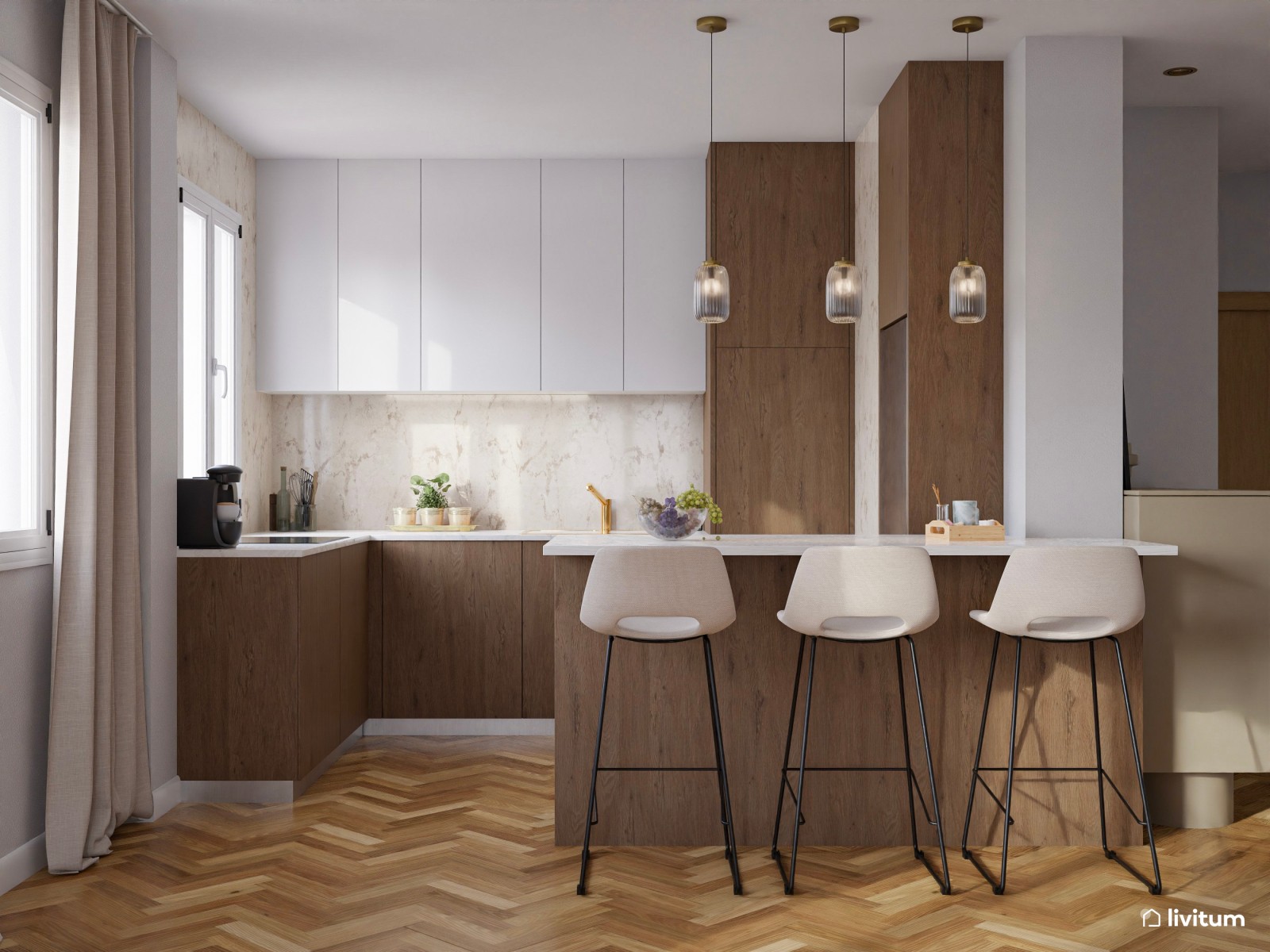 Vivienda de alquiler con decoración moderna en tonos suaves