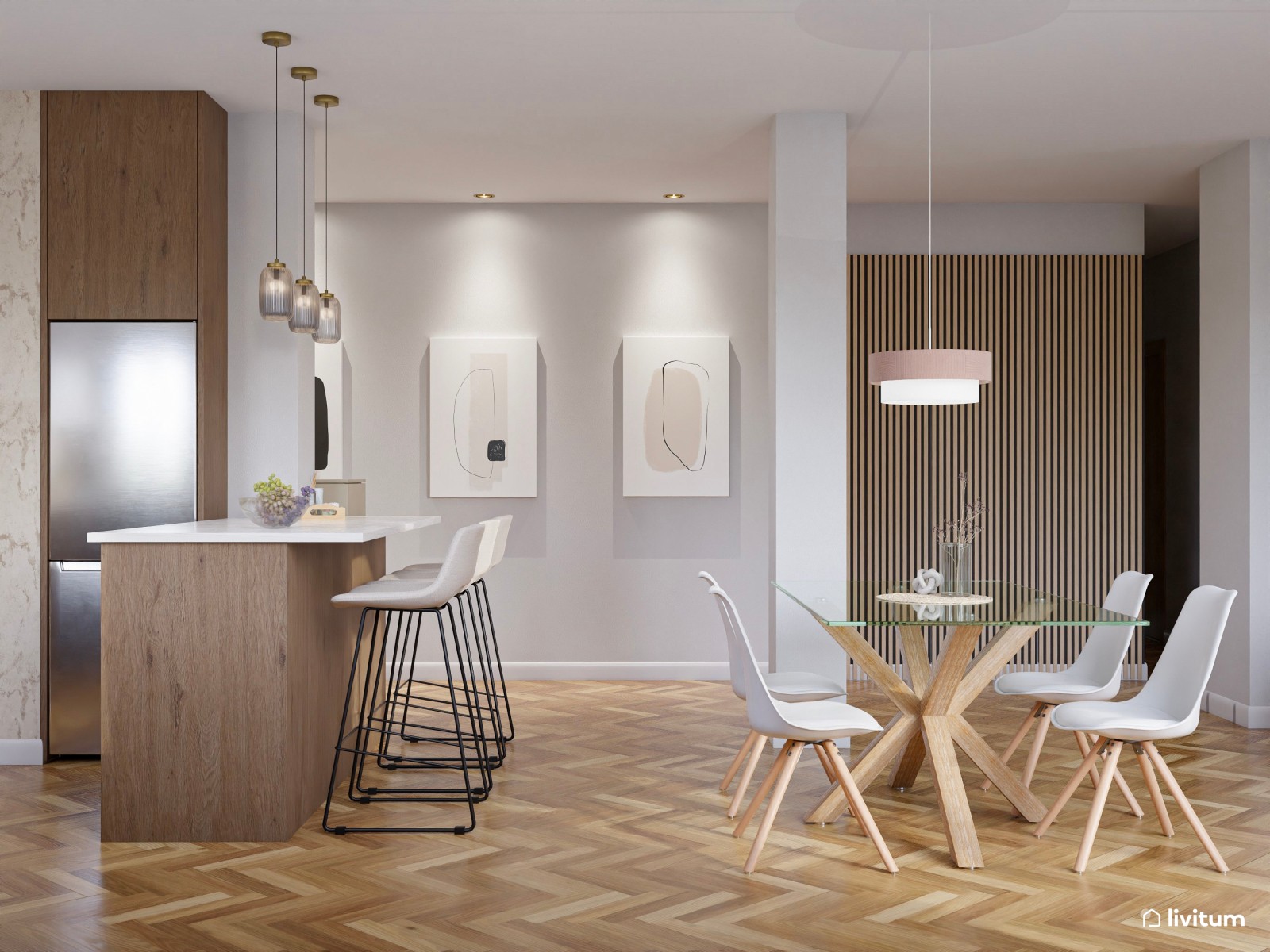 Vivienda de alquiler con decoración moderna en tonos suaves