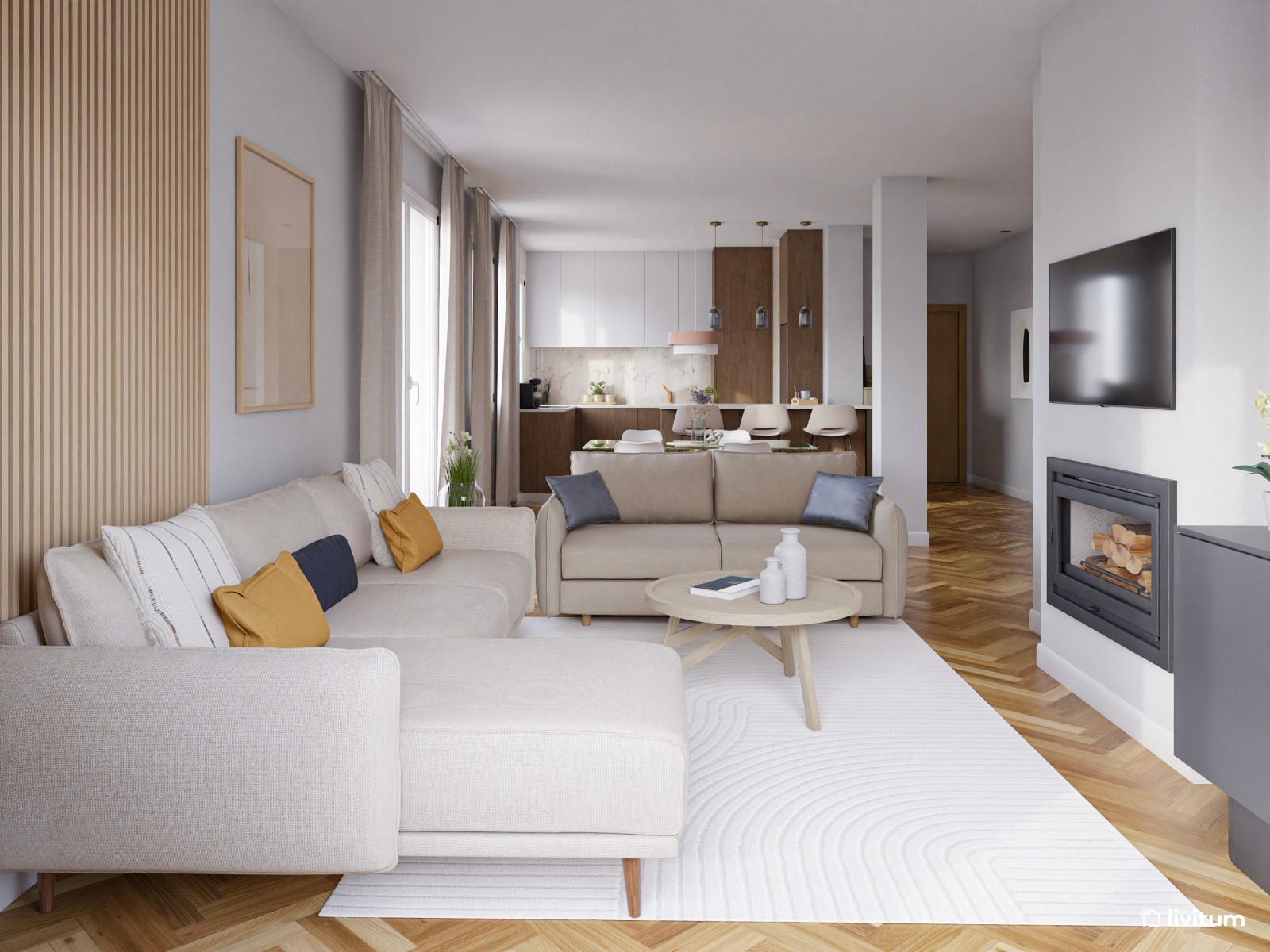 Vivienda de alquiler con decoración moderna en tonos suaves