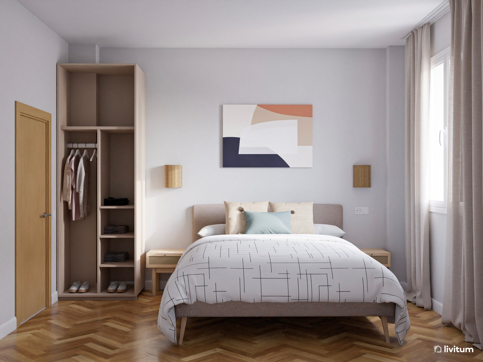 Vivienda de alquiler con decoración moderna en tonos suaves