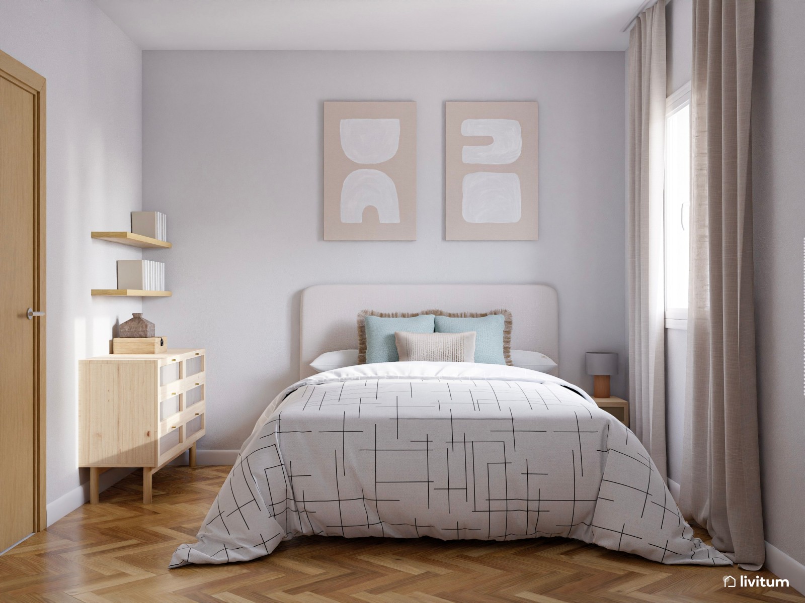 Vivienda de alquiler con decoración moderna en tonos suaves