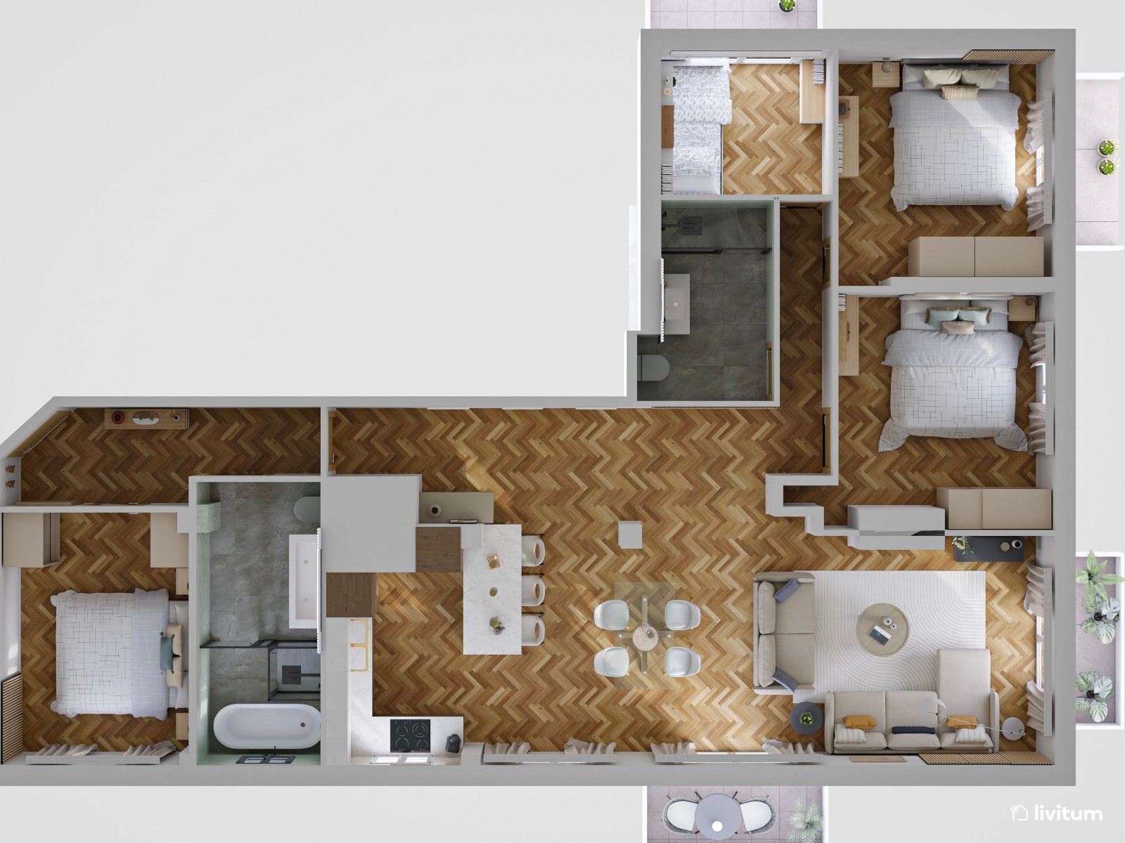 Vivienda de alquiler con decoración moderna en tonos suaves