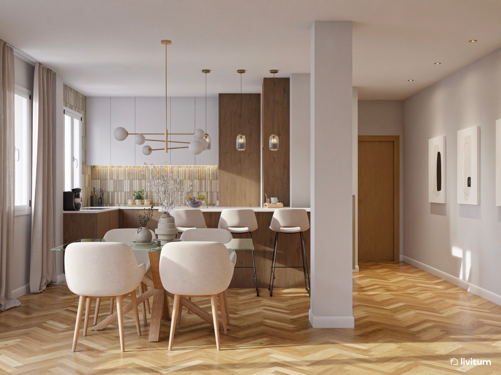 Vivienda de alquiler con decoración moderna en tonos suaves