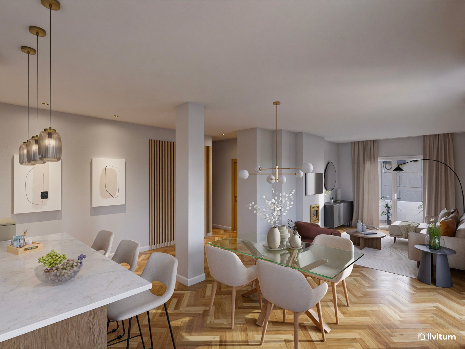 Vivienda de alquiler con decoración moderna en tonos suaves