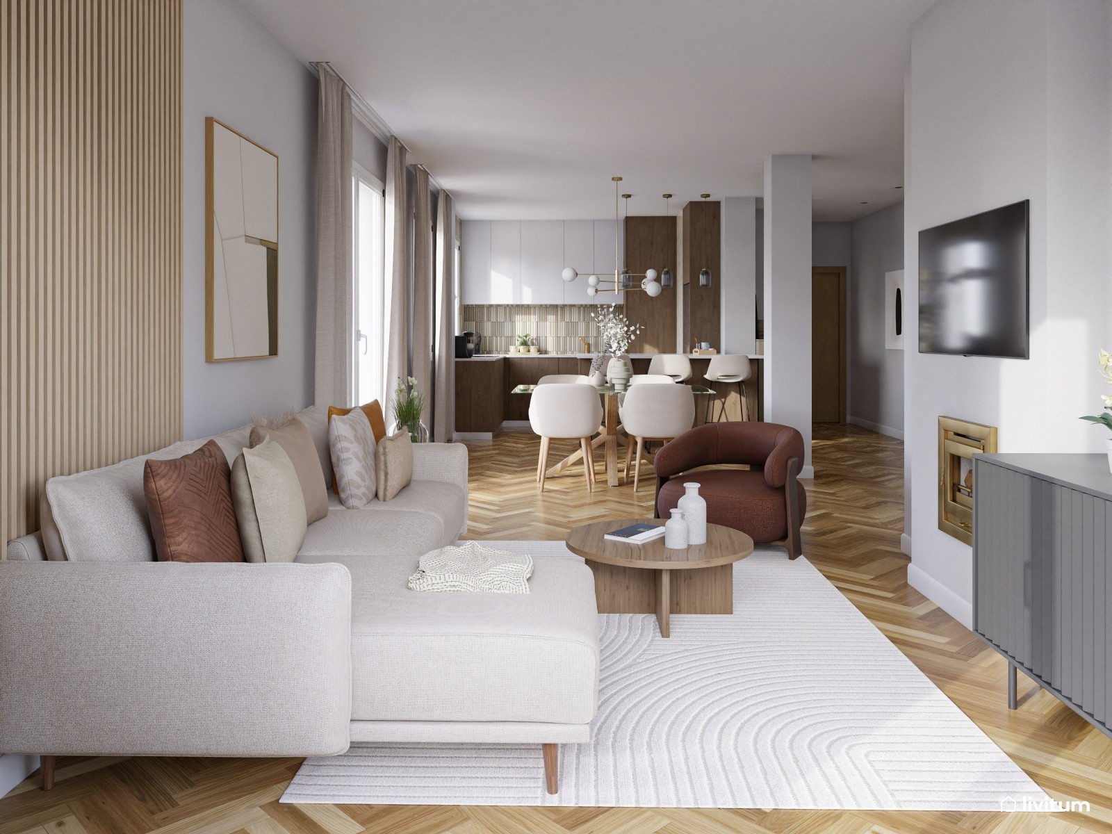 Vivienda de alquiler con decoración moderna en tonos suaves