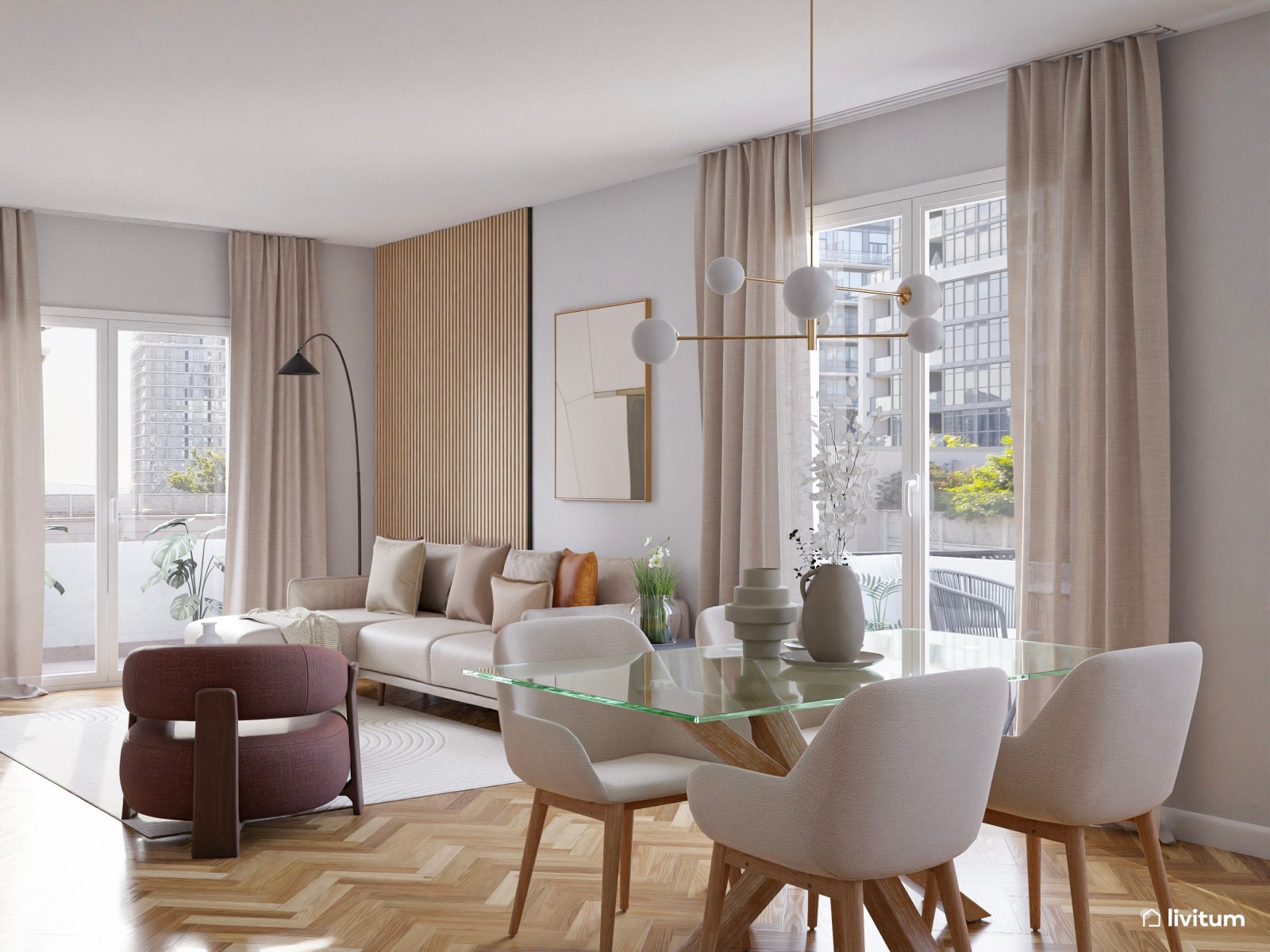 Vivienda de alquiler con decoración moderna en tonos suaves