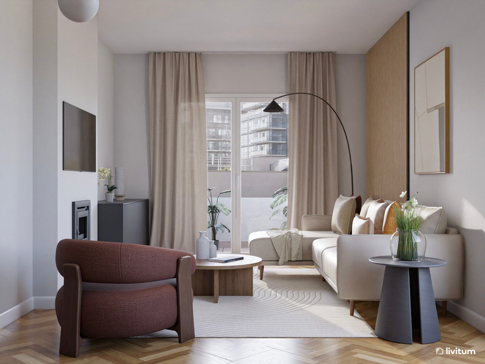 Vivienda de alquiler con decoración moderna en tonos suaves