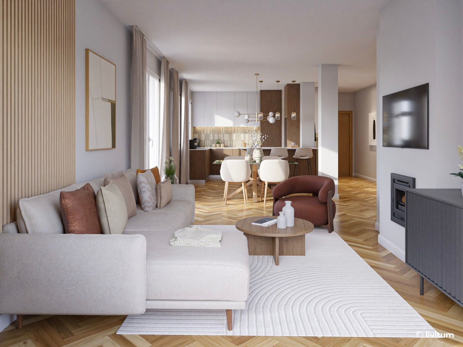 Vivienda de alquiler con decoración moderna en tonos suaves