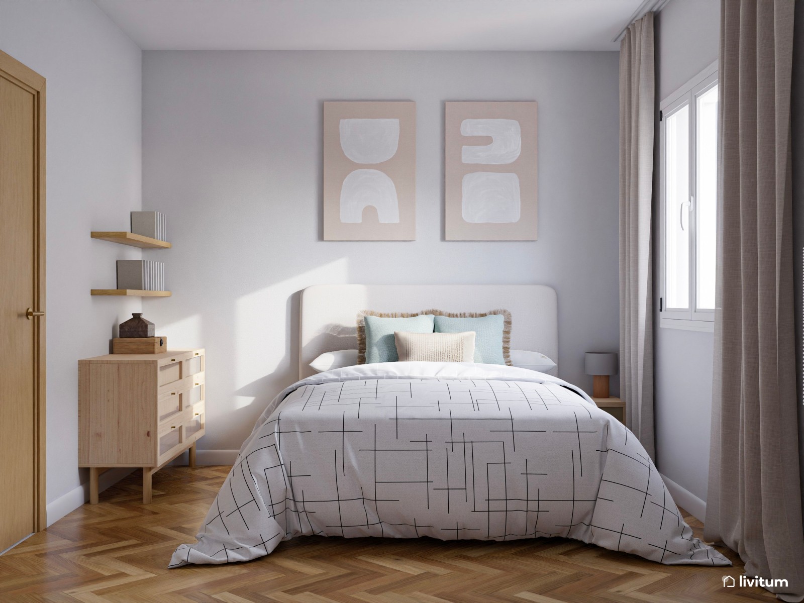 Vivienda de alquiler con decoración moderna en tonos suaves