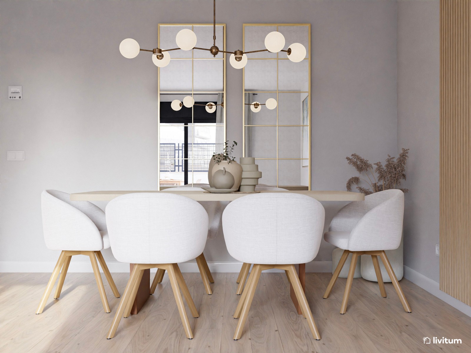 Vivienda de alquiler de estilo nórdico con interiorismo sereno y terraza agradable