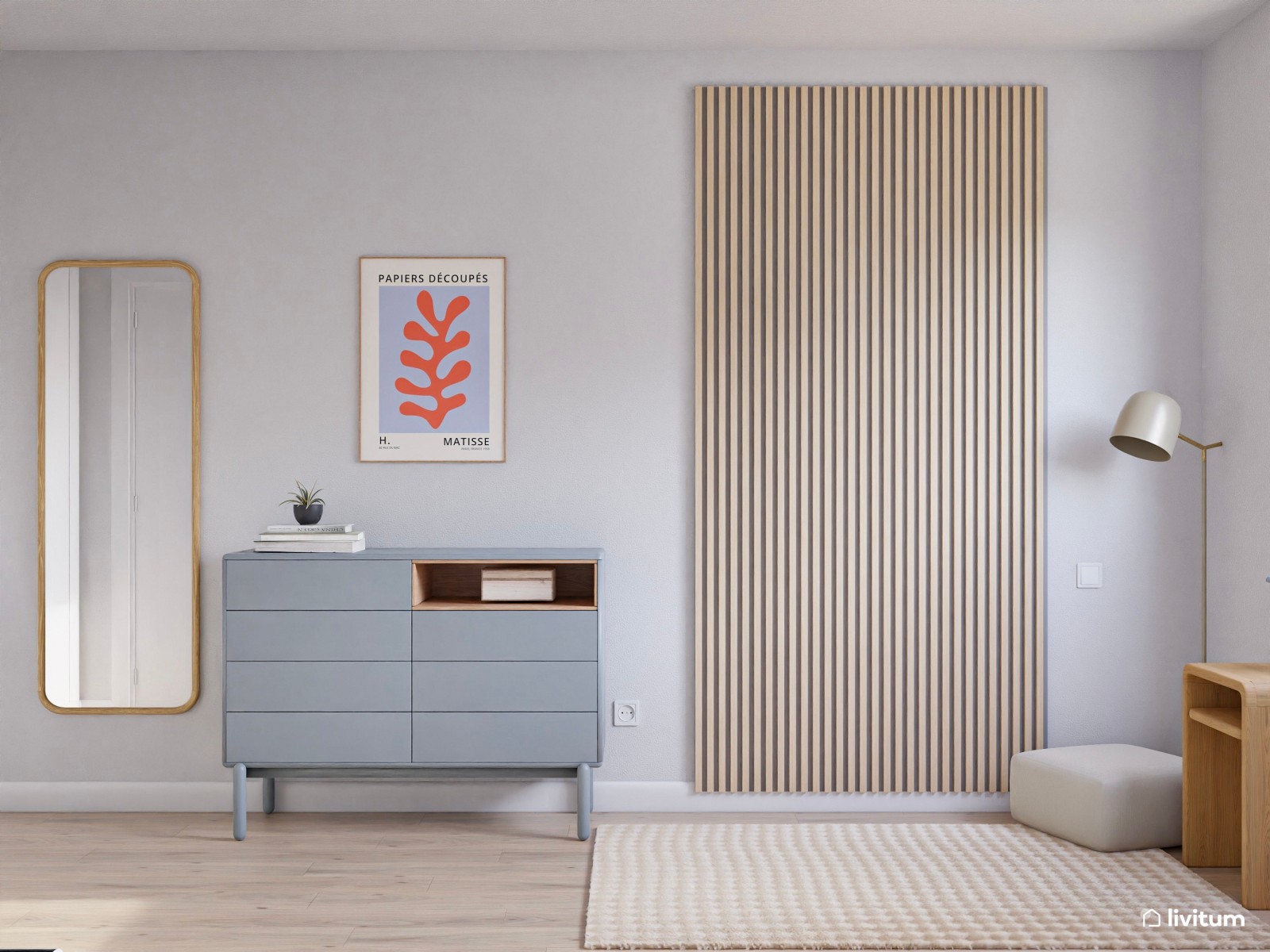 Vivienda de alquiler de estilo nórdico con interiorismo sereno y terraza agradable