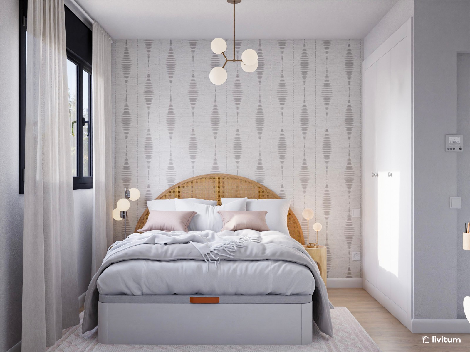 Vivienda de alquiler de estilo nórdico con interiorismo sereno y terraza agradable