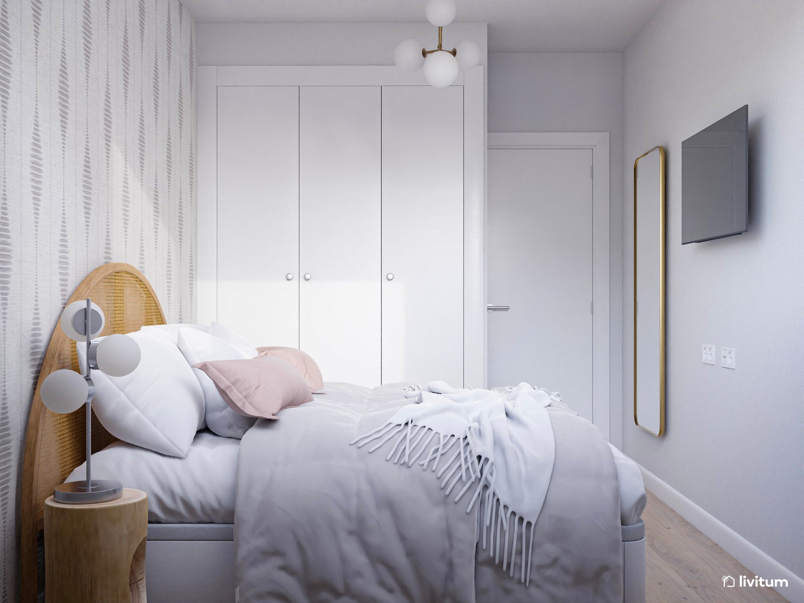 Vivienda de alquiler de estilo nórdico con interiorismo sereno y terraza agradable