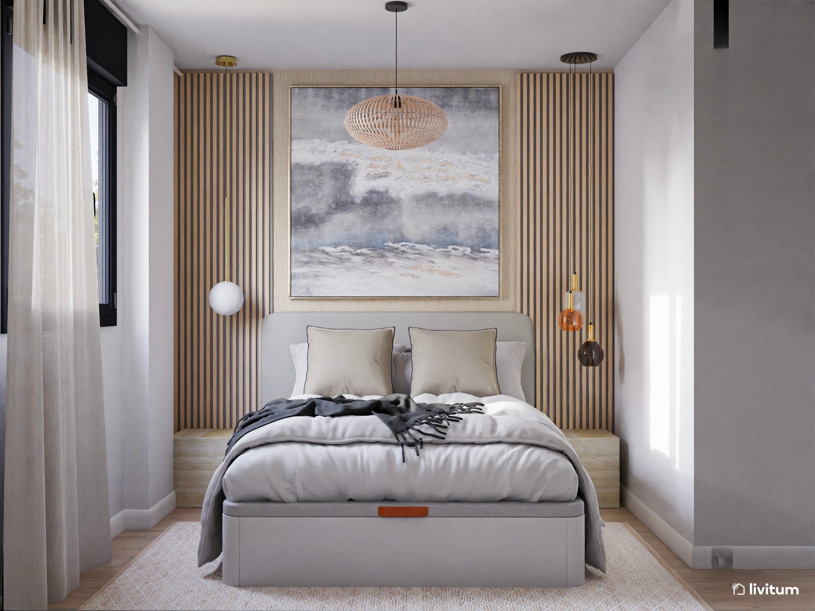 Vivienda de alquiler de estilo nórdico con interiorismo sereno y terraza agradable