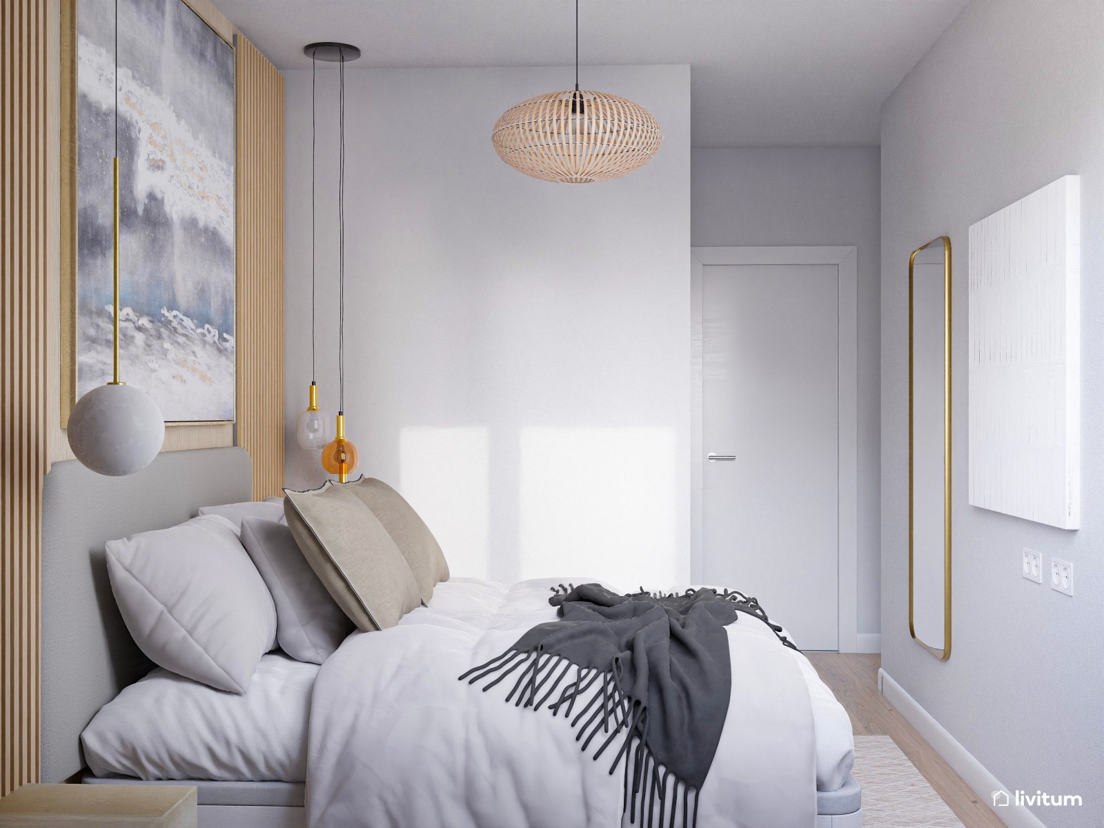 Vivienda de alquiler de estilo nórdico con interiorismo sereno y terraza agradable