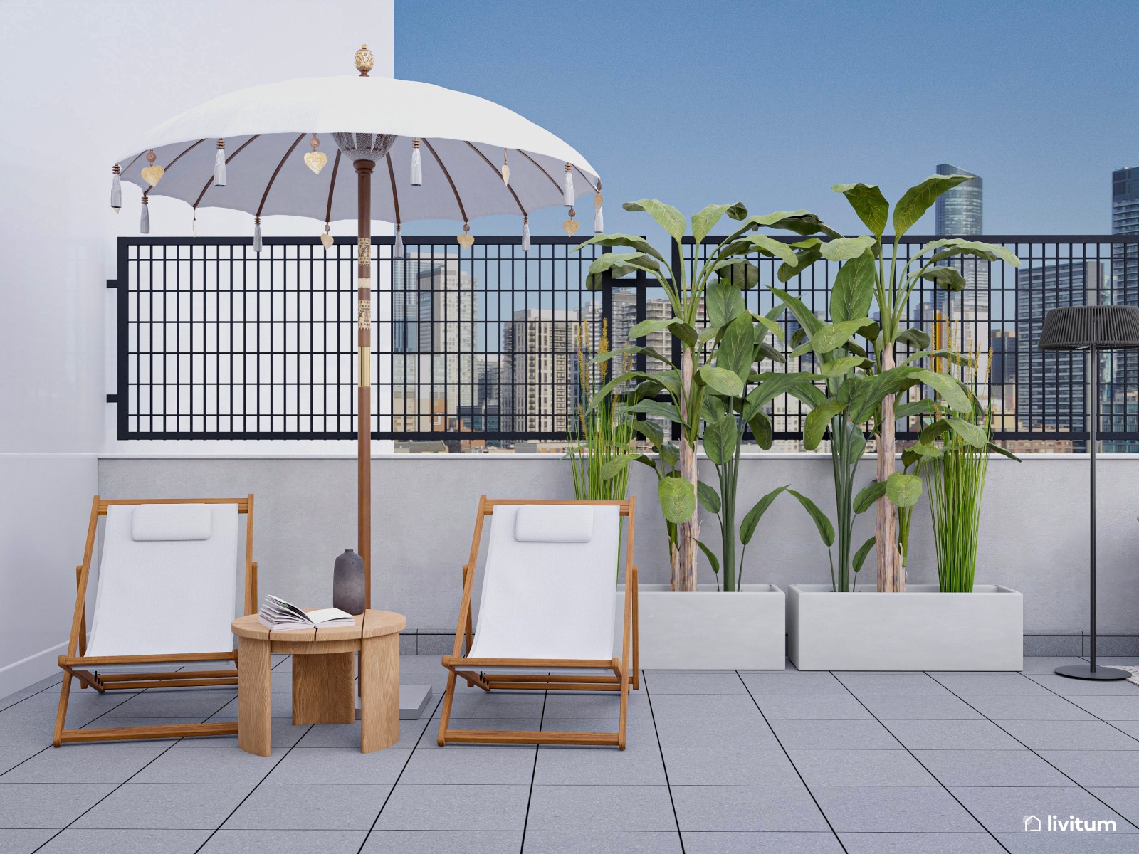 Vivienda de alquiler de estilo nórdico con interiorismo sereno y terraza agradable