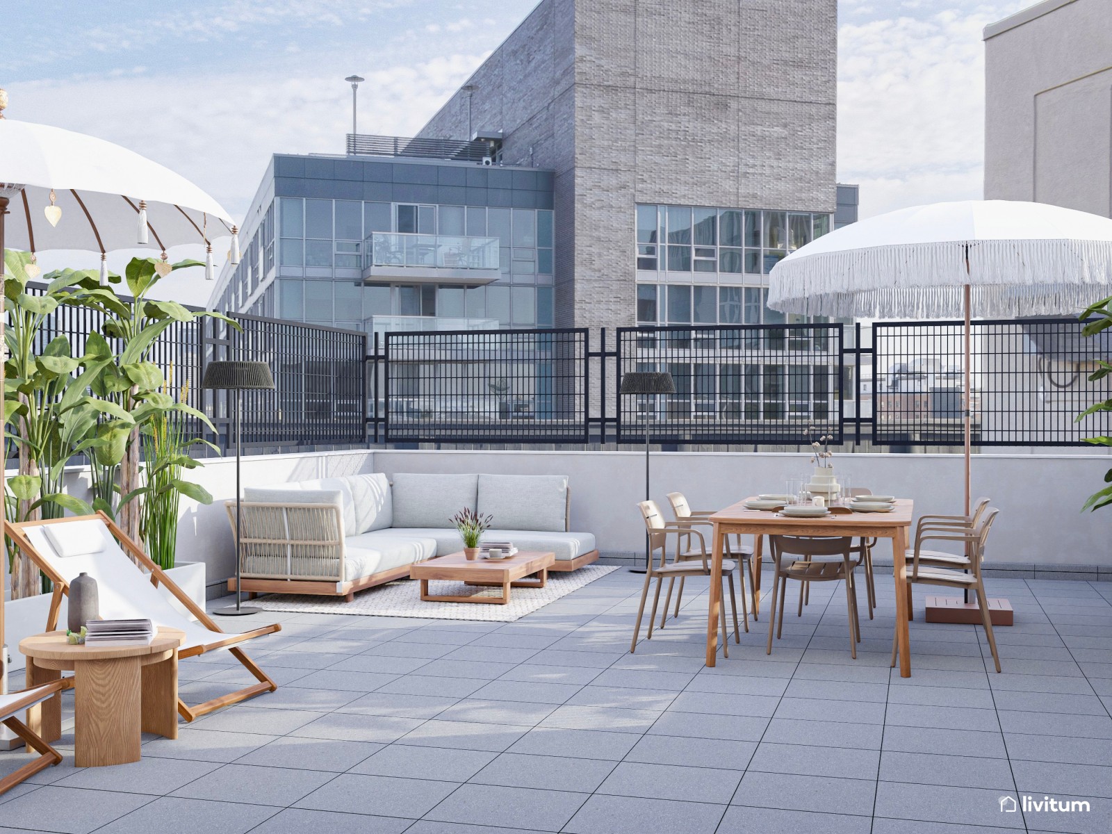 Vivienda de alquiler de estilo nórdico con interiorismo sereno y terraza agradable