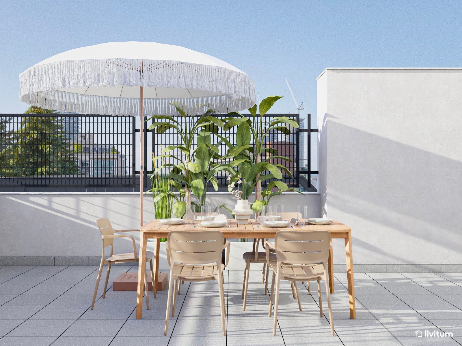 Vivienda de alquiler de estilo nórdico con interiorismo sereno y terraza agradable