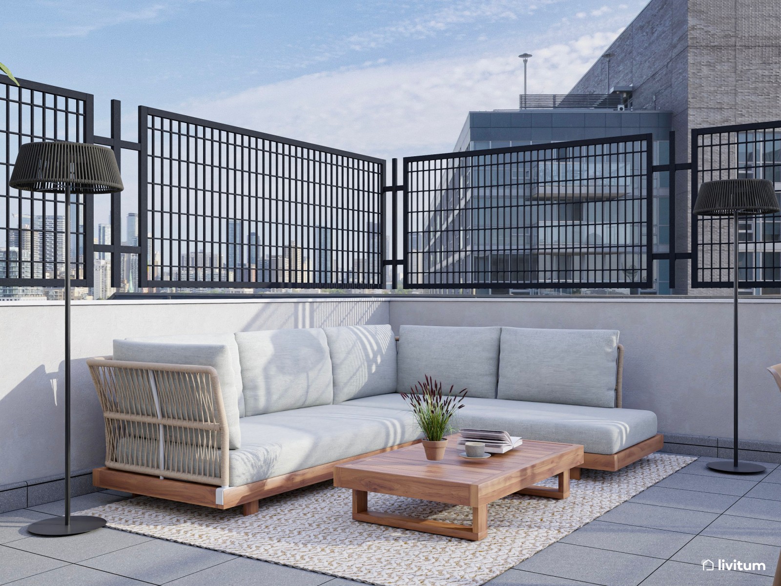 Vivienda de alquiler de estilo nórdico con interiorismo sereno y terraza agradable