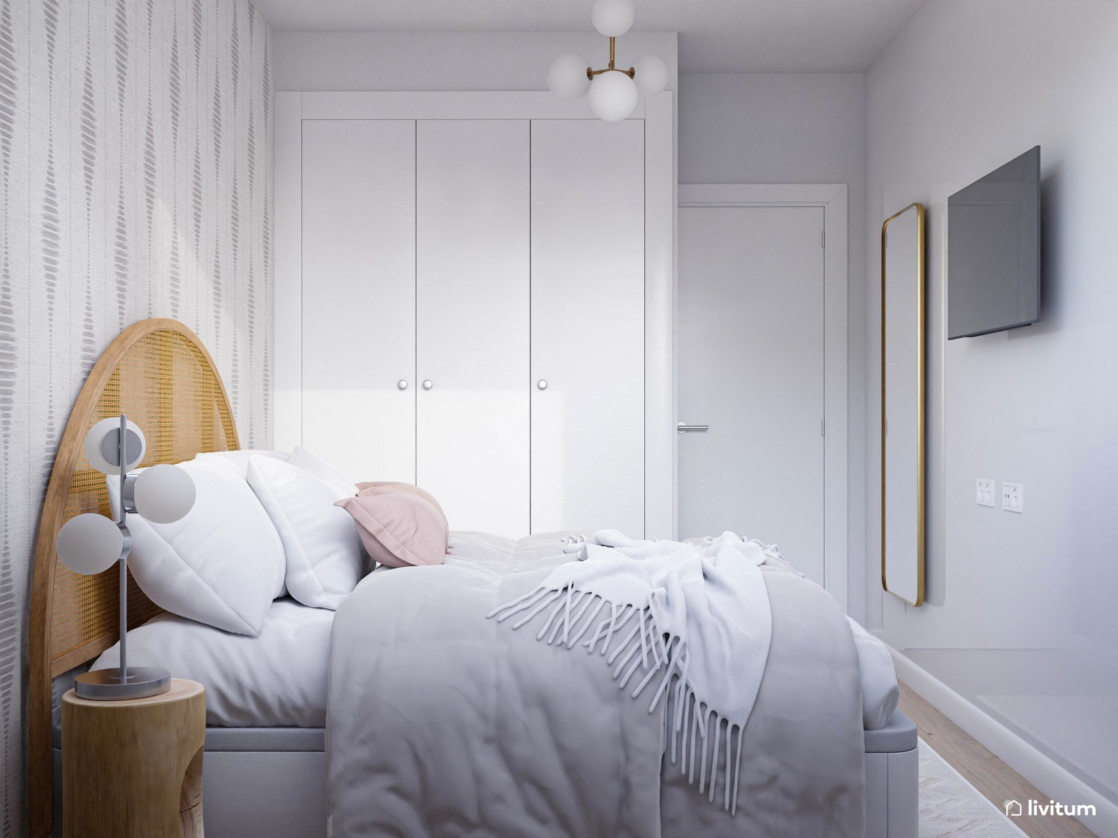 Vivienda de alquiler de estilo nórdico con interiorismo sereno y terraza agradable