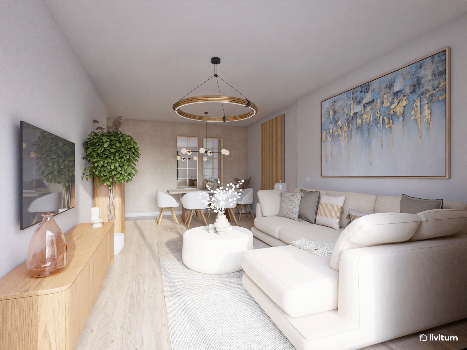 Vivienda de alquiler de estilo nórdico con interiorismo sereno y terraza agradable