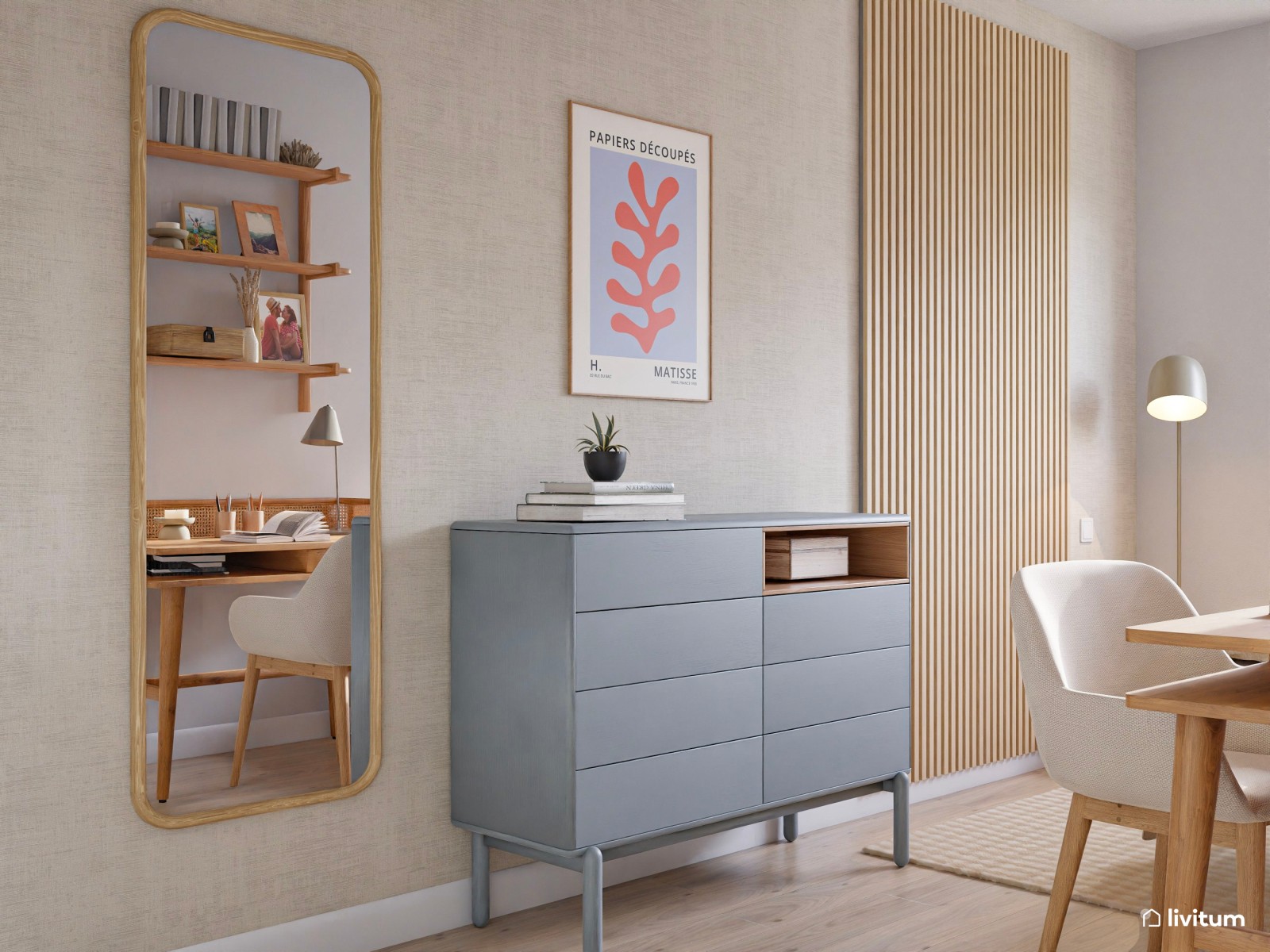 Vivienda de alquiler de estilo nórdico con interiorismo sereno y terraza agradable