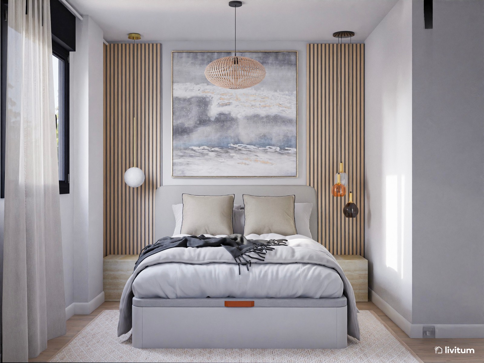 Vivienda de alquiler de estilo nórdico con interiorismo sereno y terraza agradable