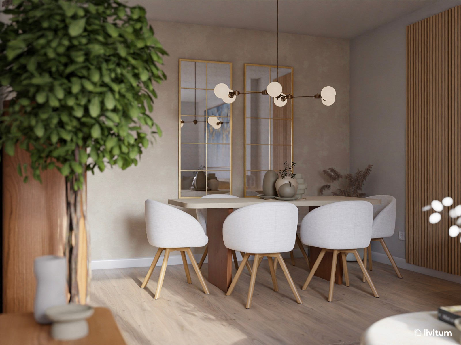 Vivienda de alquiler de estilo nórdico con interiorismo sereno y terraza agradable