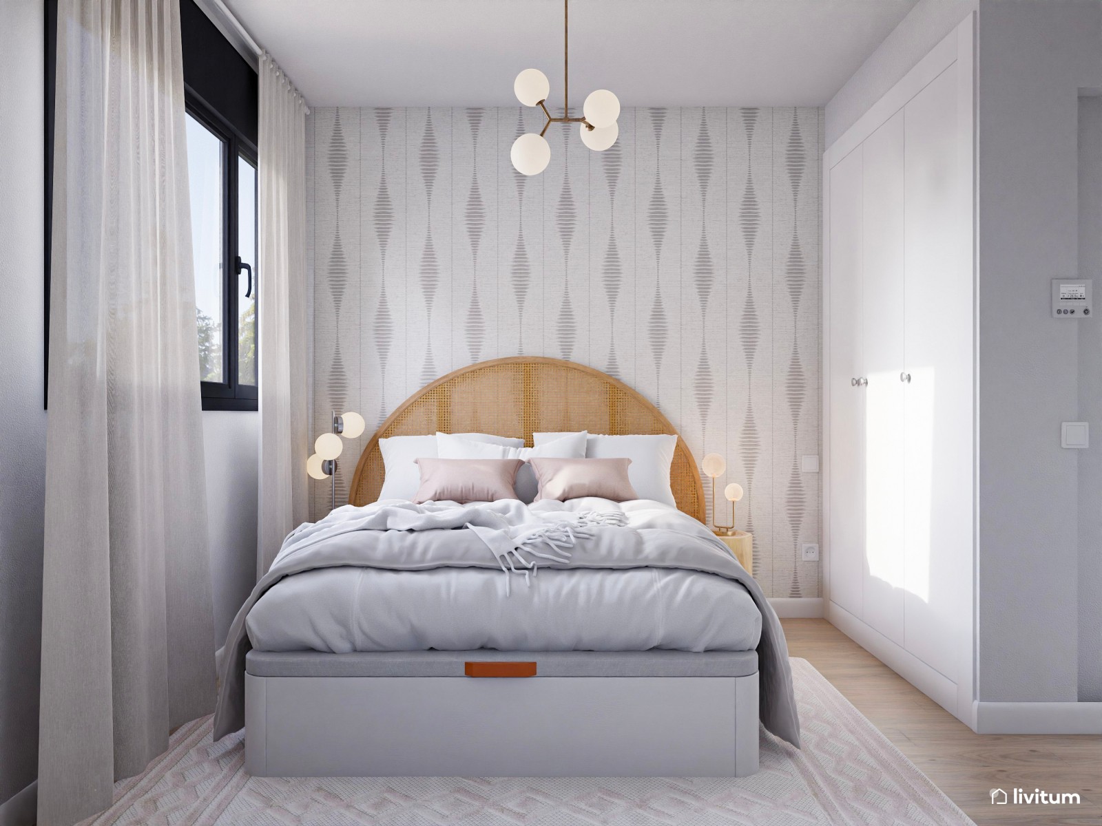 Vivienda de alquiler de estilo nórdico con interiorismo sereno y terraza agradable