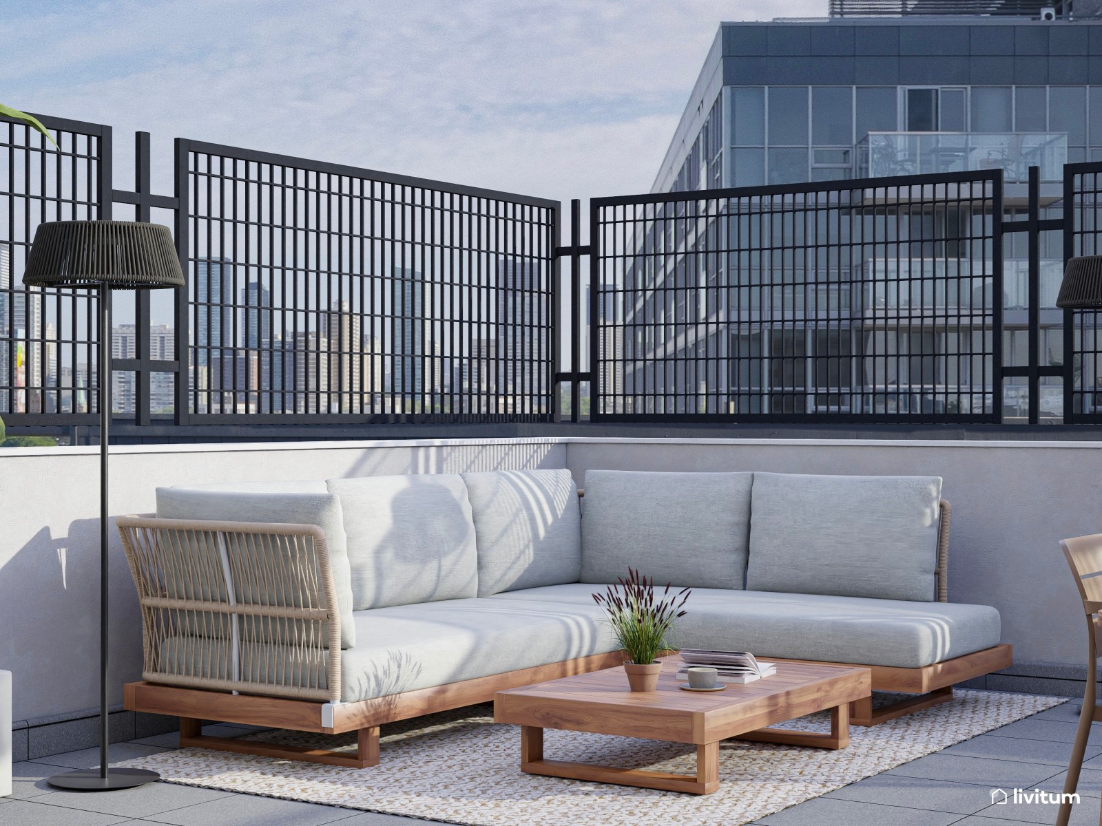 Vivienda de alquiler de estilo nórdico con interiorismo sereno y terraza agradable