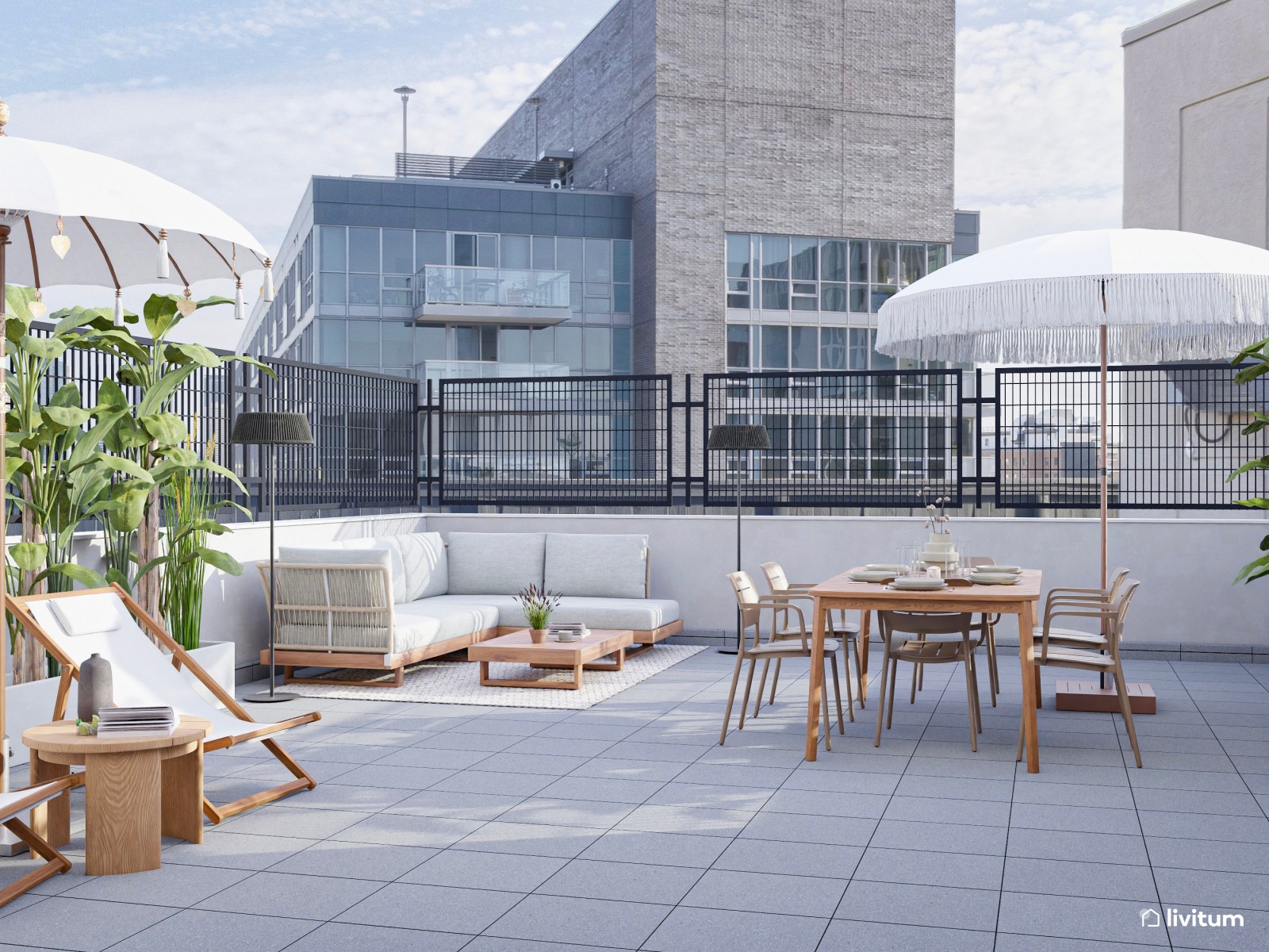 Vivienda de alquiler de estilo nórdico con interiorismo sereno y terraza agradable