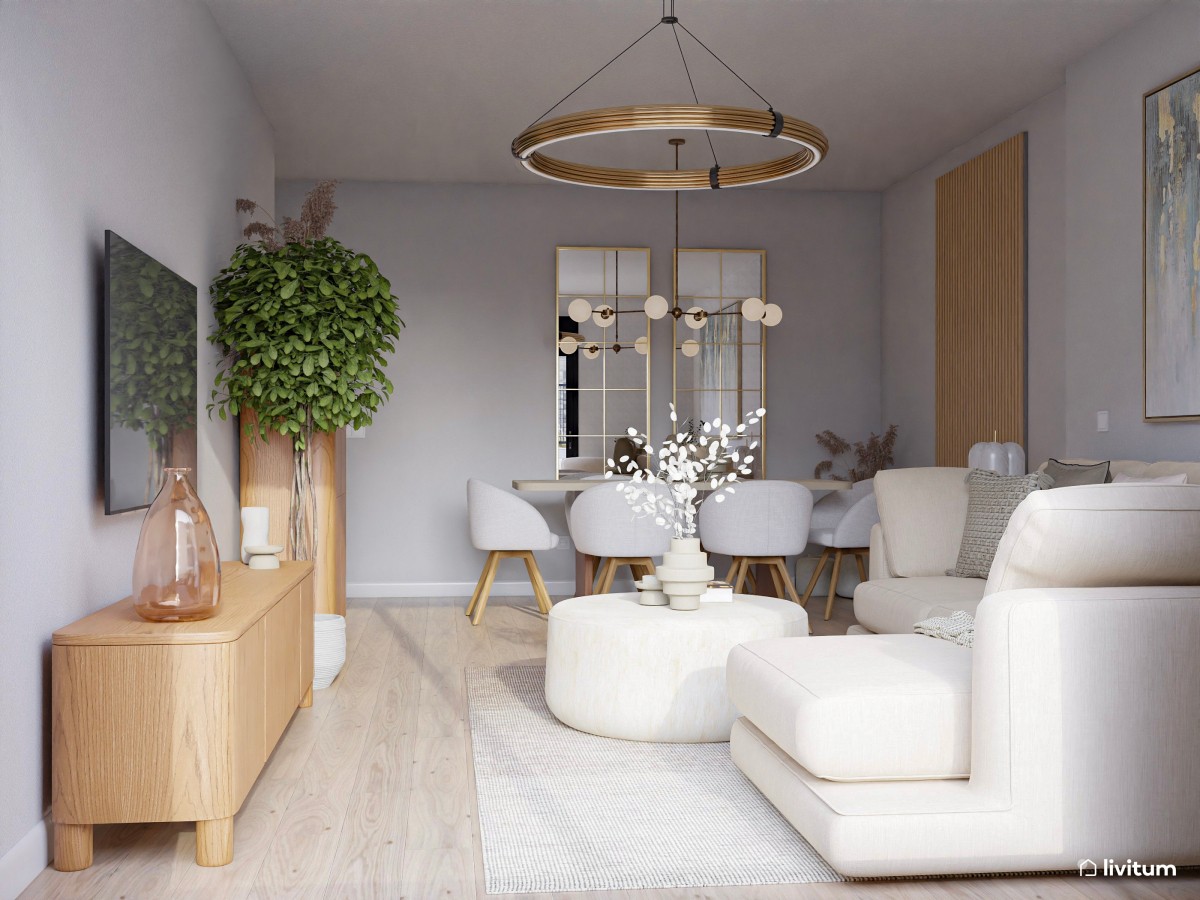 Vivienda de alquiler de estilo nórdico con interiorismo sereno y terraza agradable