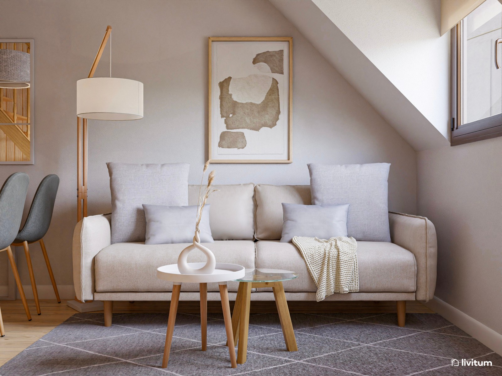 Vivienda de alquiler pequeña decorada en madera y tonos grises