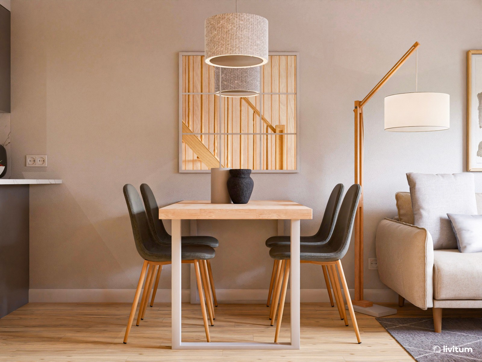 Vivienda de alquiler pequeña decorada en madera y tonos grises